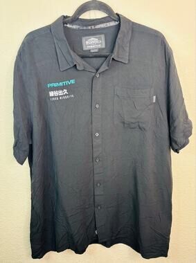 My Hero Academia Primitive Black Button Up Anime Deku Shirt, Men's XL
